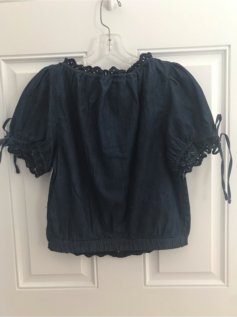 New FREE ASSEMBLY Embroidered Cropped Cotton Top with Short Sleeves NWT - Picture 11 of 14